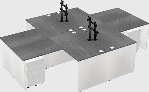 Quad l-shaped office desks