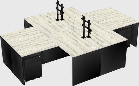 Quad l-shaped office desks