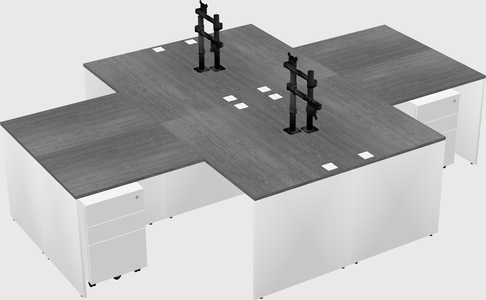 Quad l-shaped office desks