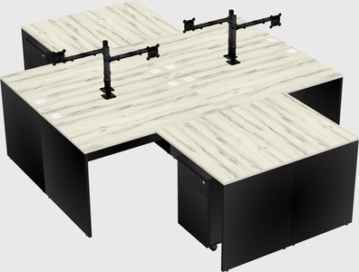 Quad l-shaped office desks