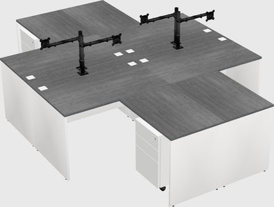 Quad l-shaped office desks