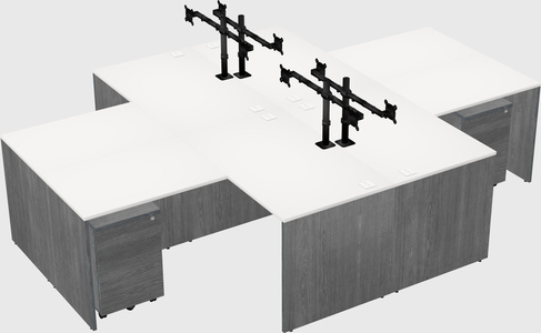 Quad l-shaped office desks