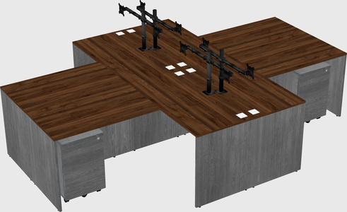 Quad l-shaped office desks
