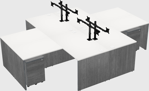 Quad l-shaped office desks