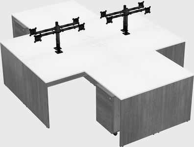 Quad l-shaped office desks