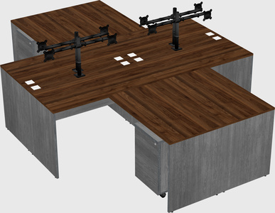 Quad l-shaped office desks
