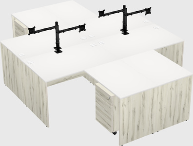 Quad l-shaped office desks