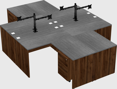 Quad l-shaped office desks