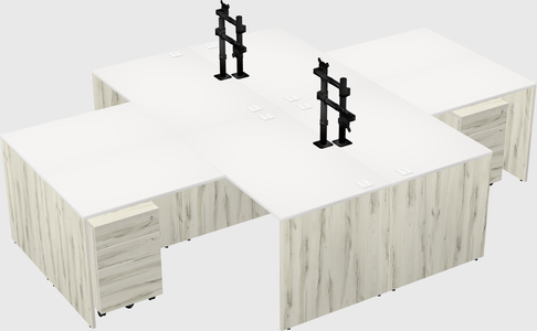 Quad l-shaped office desks