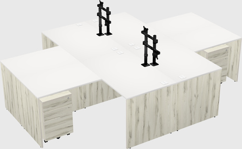 Quad l-shaped office desks