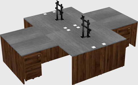 Quad l-shaped office desks