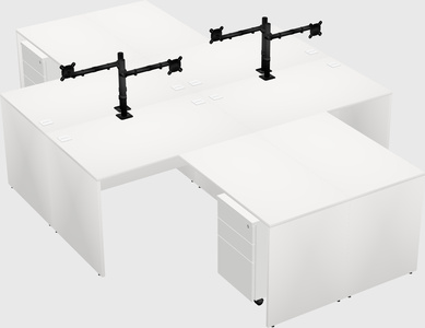 Quad l-shaped office desks