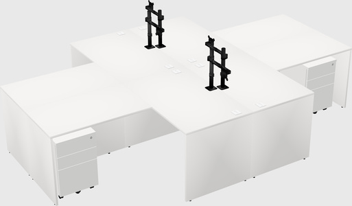 Quad l-shaped office desks