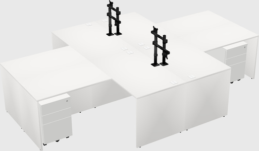 Quad l-shaped office desks