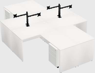 Quad l-shaped office desks