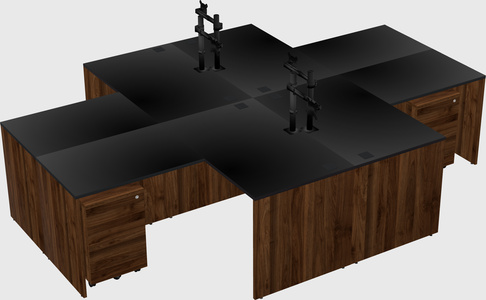 Quad l-shaped office desks