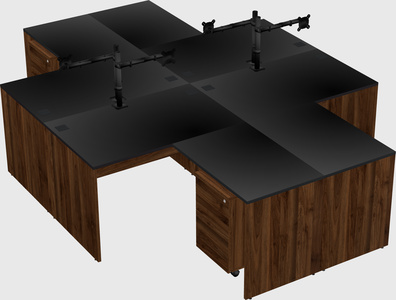 Quad l-shaped office desks