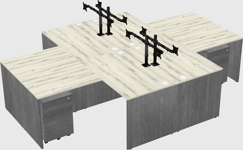 Quad l-shaped office desks