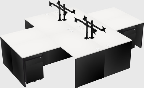 Quad l-shaped office desks