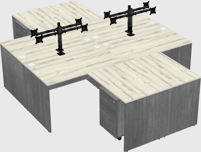Quad l-shaped office desks