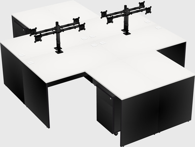 Quad l-shaped office desks