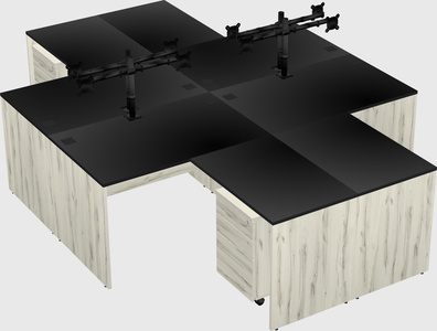Quad l-shaped office desks