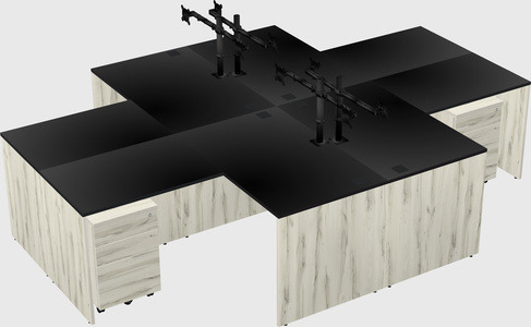 Quad l-shaped office desks