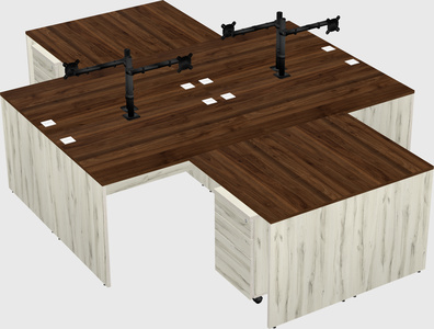 Quad l-shaped office desks