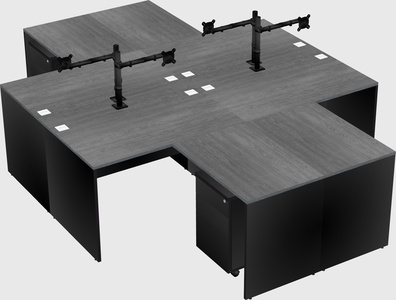 Quad l-shaped office desks