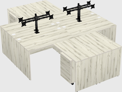 Quad l-shaped office desks