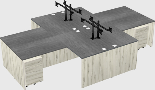 Quad l-shaped office desks