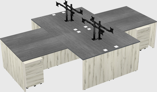 Quad l-shaped office desks