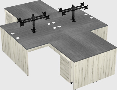 Quad l-shaped office desks