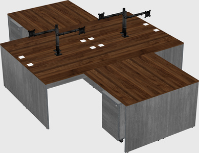 Quad l-shaped office desks