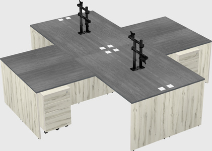 Quad l-shaped office desks