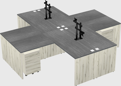 Quad l-shaped office desks
