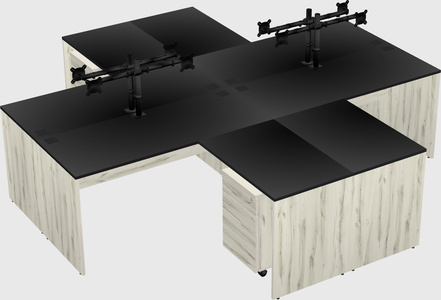 Quad l-shaped office desks