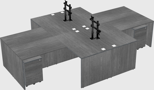 Quad l-shaped office desks