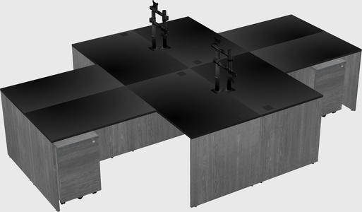 Quad l-shaped office desks