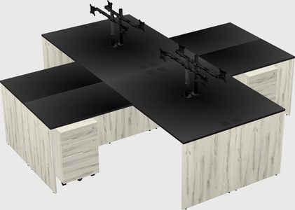 Quad l-shaped office desks