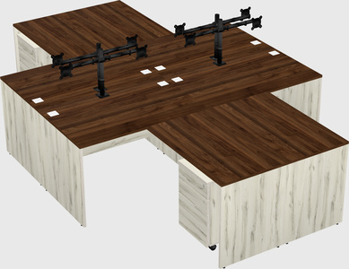 Quad l-shaped office desks