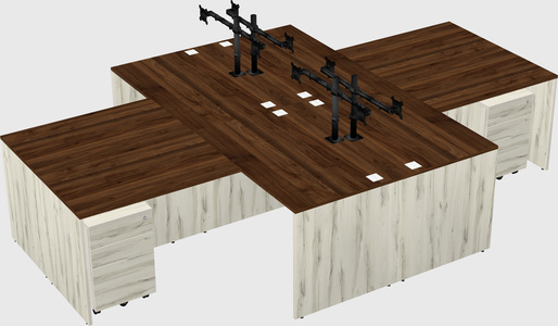 Quad l-shaped office desks