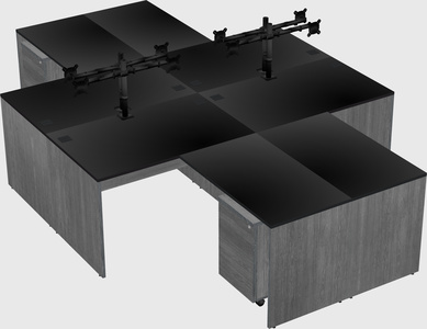 Quad l-shaped office desks