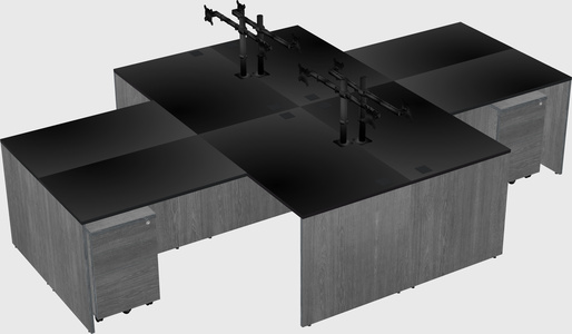 Quad l-shaped office desks