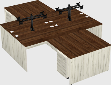 Quad l-shaped office desks