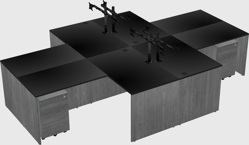 Quad l-shaped office desks