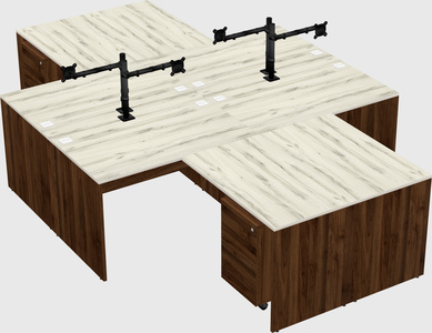 Quad l-shaped office desks