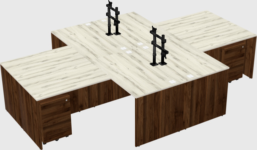 Quad l-shaped office desks
