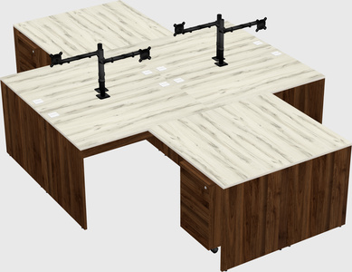 Quad l-shaped office desks