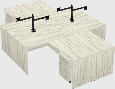 Quad l-shaped office desks